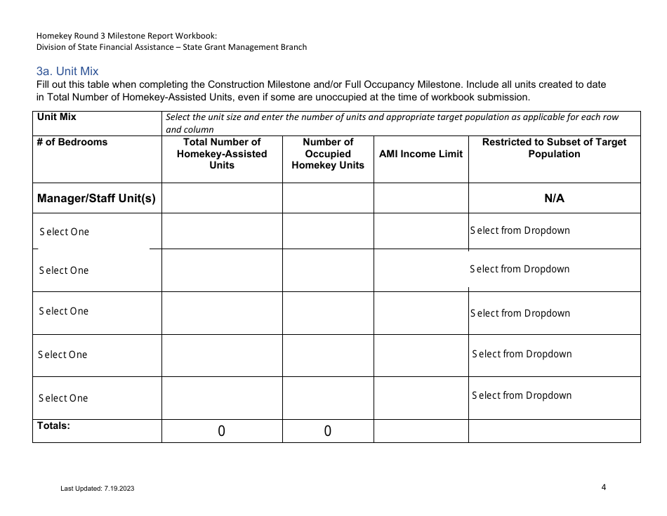 Homekey Round 3 Milestone Reporting Workbook - California, Page 4