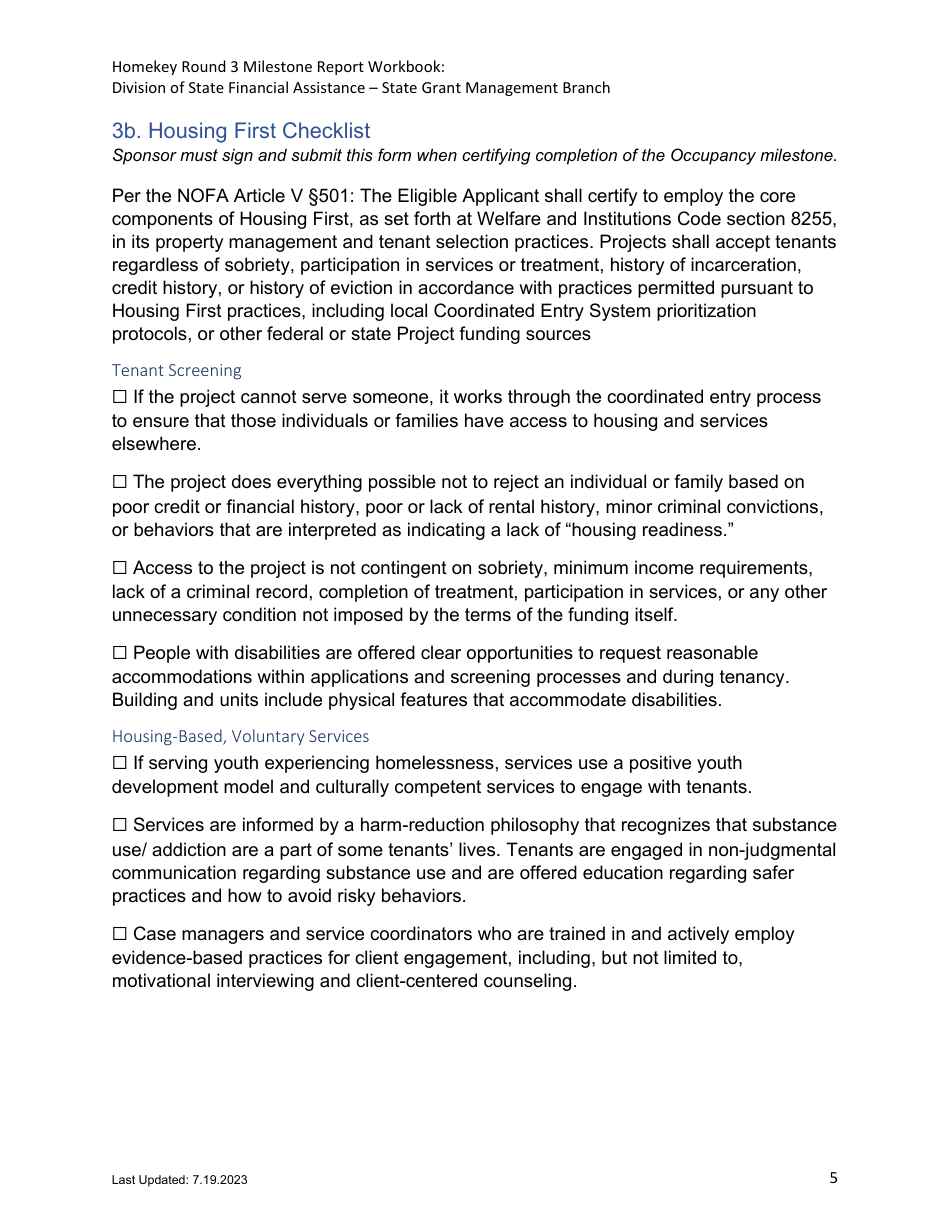 Homekey Round 3 Milestone Reporting Workbook - California, Page 5