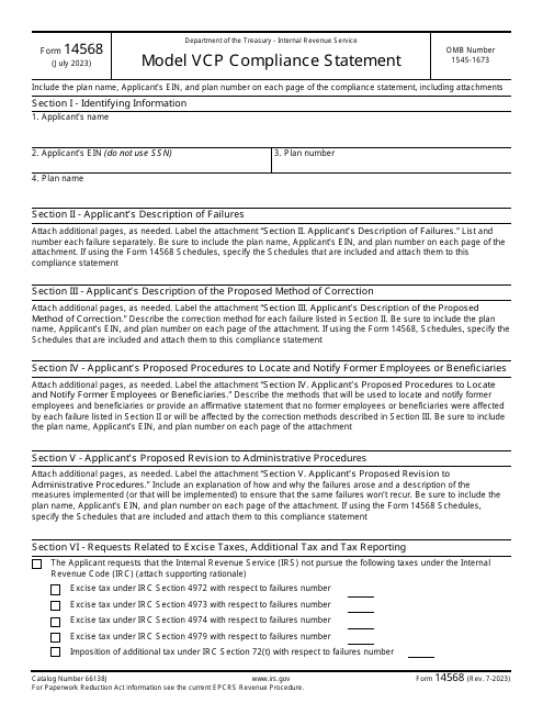 IRS Form 14568  Printable Pdf