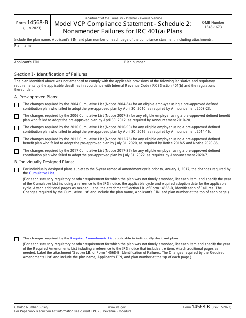 IRS Form 14568-B Schedule 2  Printable Pdf