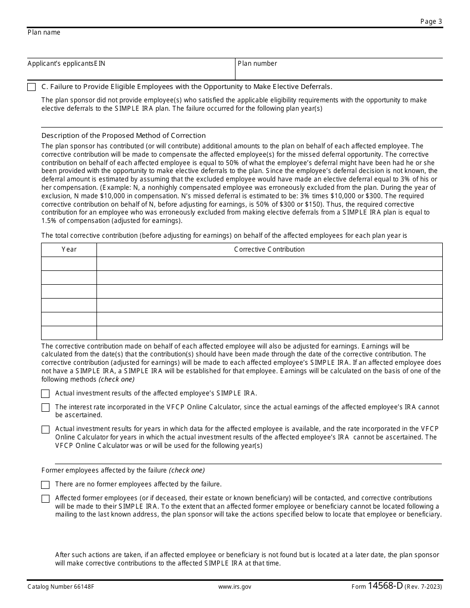 IRS Form 14568-D Schedule 4 Model Vcp Compliance Statement - Simple Iras, Page 3