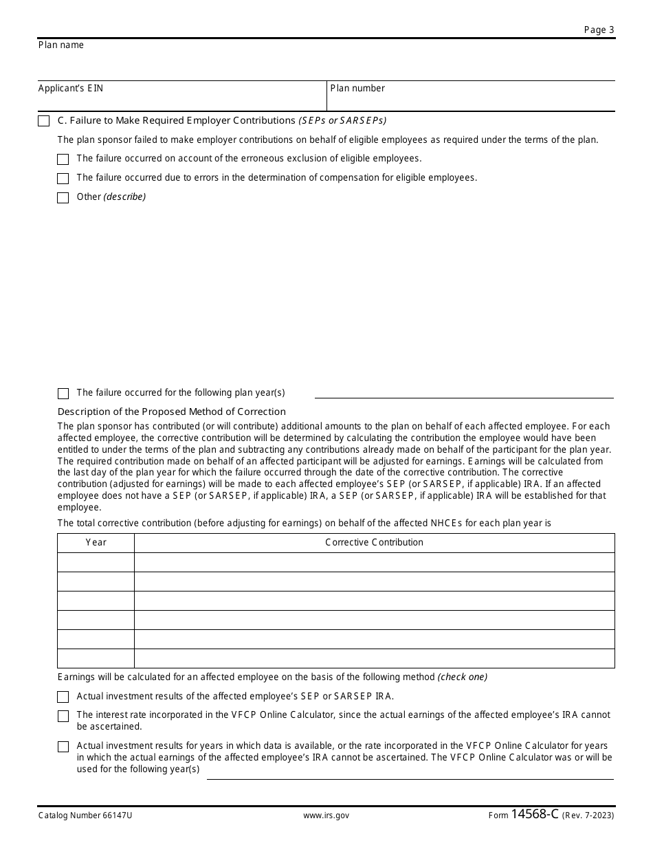 IRS Form 14568-C Schedule 3 Model Vcp Compliance Statement - Seps and Sarseps, Page 3