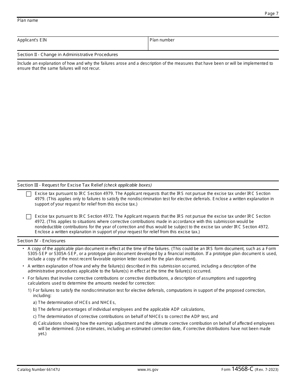 IRS Form 14568-C Schedule 3 Model Vcp Compliance Statement - Seps and Sarseps, Page 7