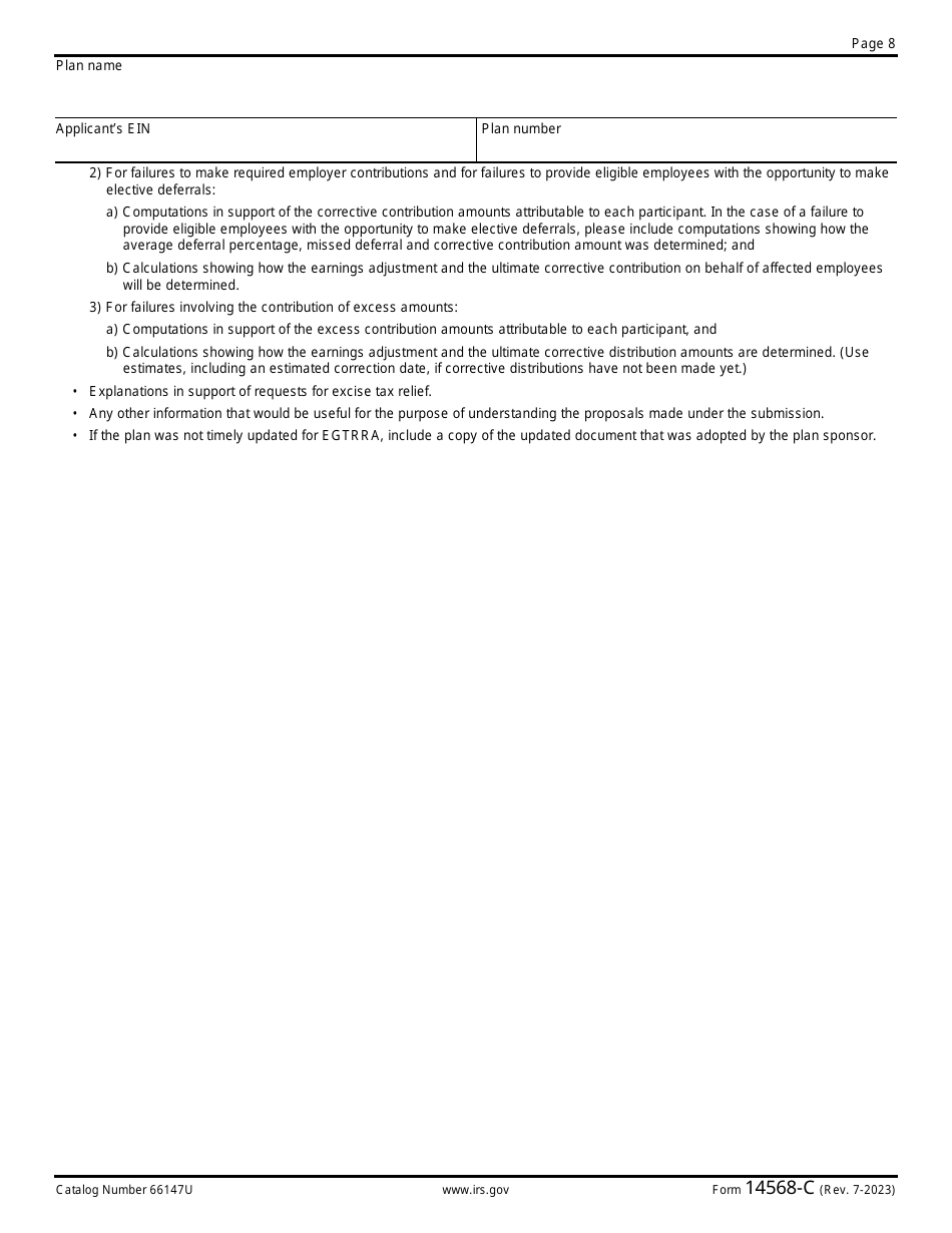 IRS Form 14568-C Schedule 3 Model Vcp Compliance Statement - Seps and Sarseps, Page 8