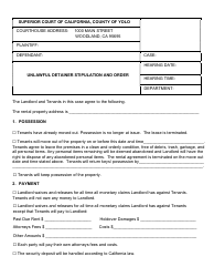 Document preview: Unlawful Detainer Stipulation and Order - Yolo County, California