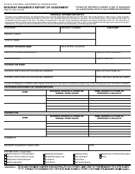 Document preview: Form CEM-0101 Resident Engineer's Report of Assignment - California
