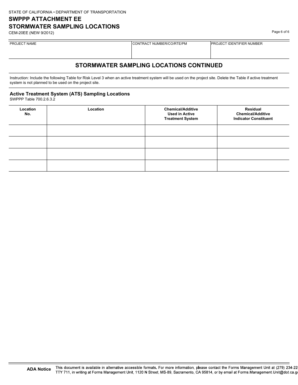 Form CEM-20EE Swppp Attachment Ee Stormwater Sampling Locations - California, Page 6
