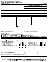 Document preview: Form CEM-3513 Caltrans Hot Mix Asphalt Verification - California