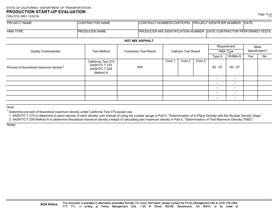 Form CEM-3703 Production Start-Up Evaluation - California, Page 10