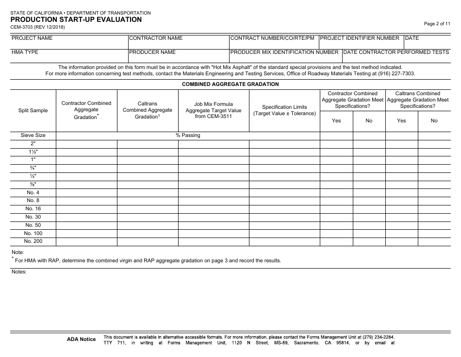 Form CEM-3703 Production Start-Up Evaluation - California, Page 2