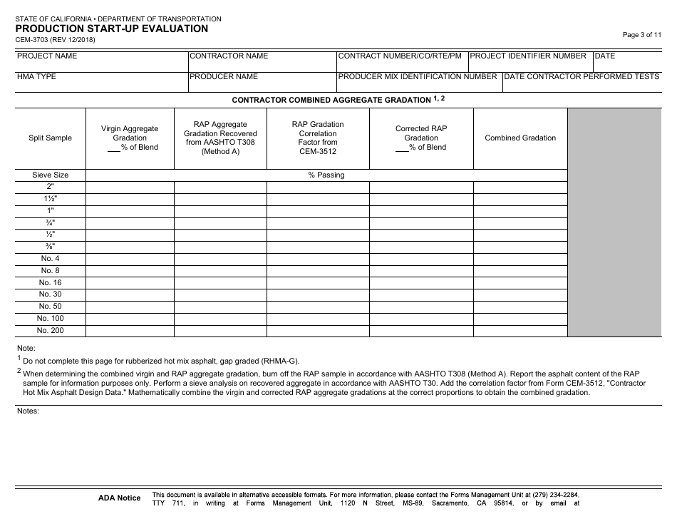 Form CEM-3703 Production Start-Up Evaluation - California, Page 3