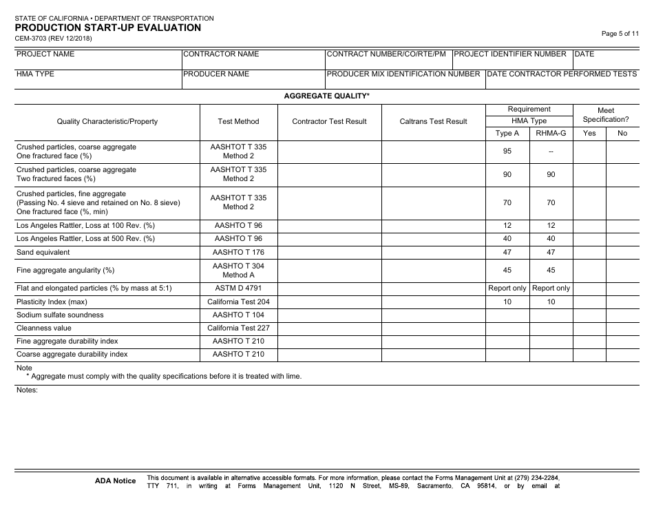 Form CEM-3703 Production Start-Up Evaluation - California, Page 5