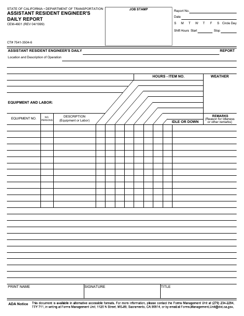 Form CEM-4601  Printable Pdf