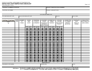 Form CEM-5803B Detector Loop Inspection Checklist - California