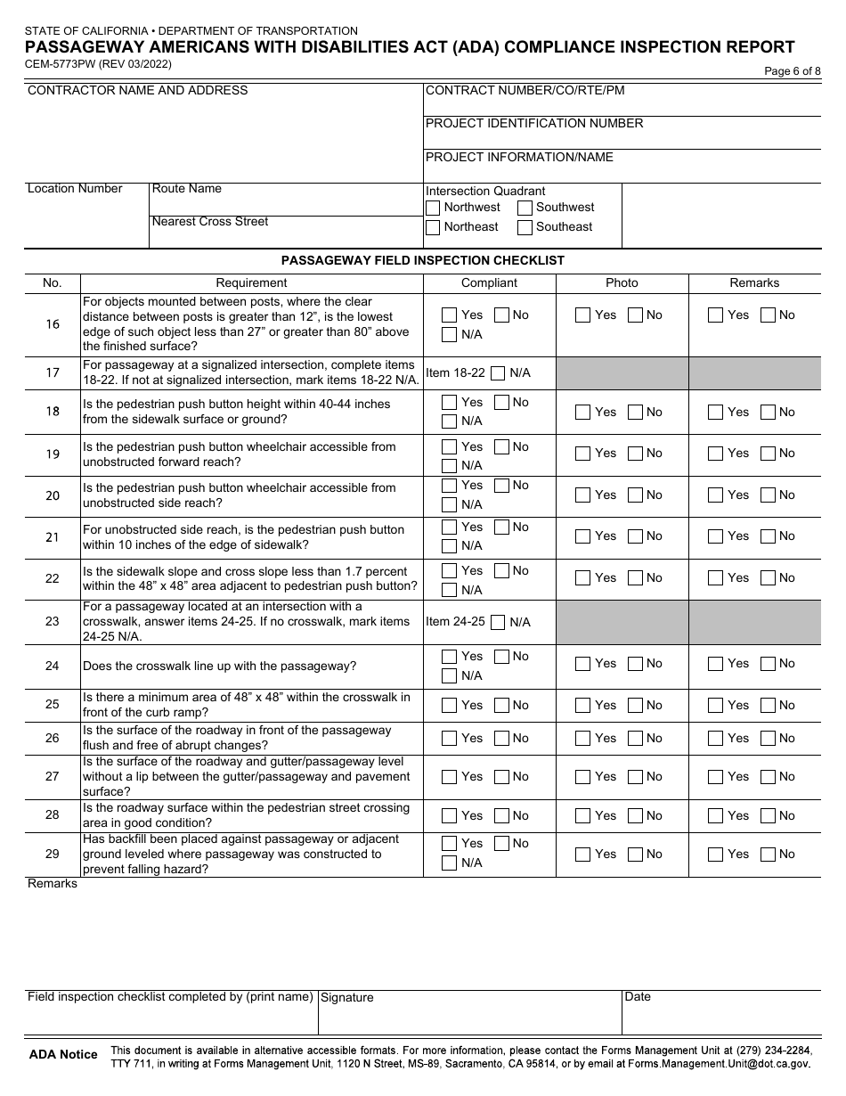 Form CEM-5773PW Download Fillable PDF or Fill Online Passageway ...