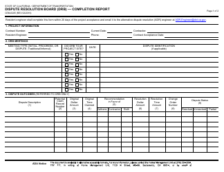 Form CEM-6205 Dispute Resolution Board (Drb) - Completion Report - California