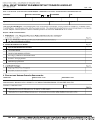Document preview: Form OFG-3 Local Agency Resident Engineer Contract Provisions Checklist - California