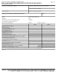 Form DOT CEM-3503 Post Plant Gradation Correction Factor for Hot Mix Asphalt - California