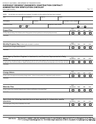 Document preview: Form OFG-4 Oversight Resident Engineer's Construction Contract Administration Verification Checklist - California