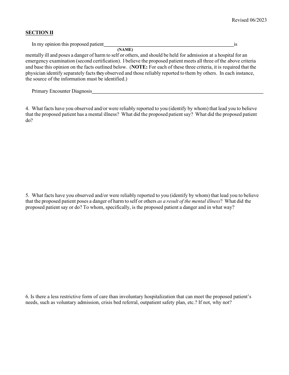 Physicians Certificate Emergency Exam - Vermont, Page 2