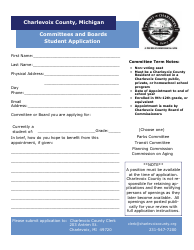 Document preview: Committees and Boards Student Application - Charlevoix County, Michigan