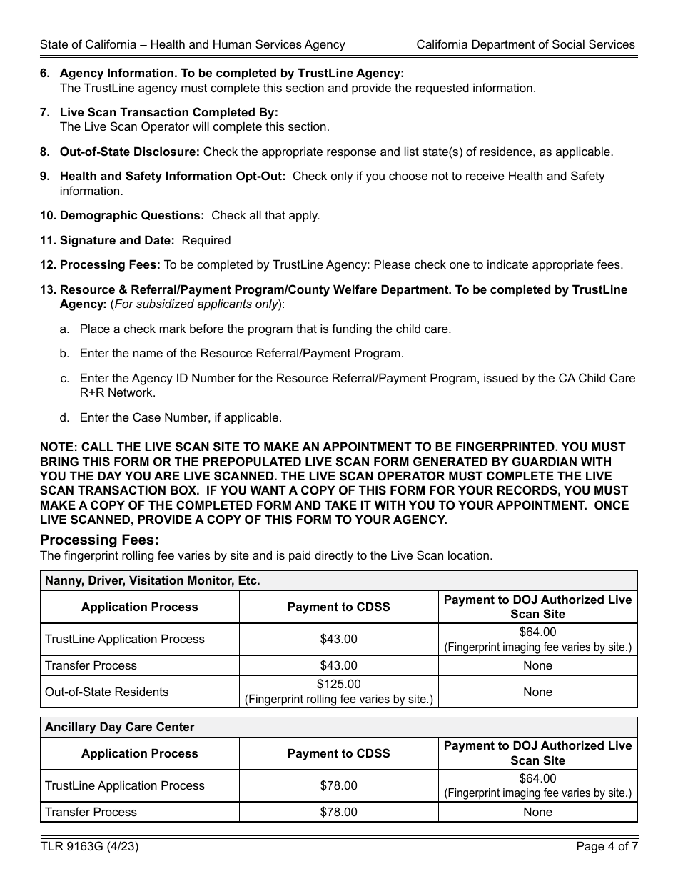 Form TLR9163G Trustline Registry Application - California, Page 4