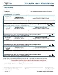 Document preview: Addition of Owned Assessment Unit - Quebec, Canada