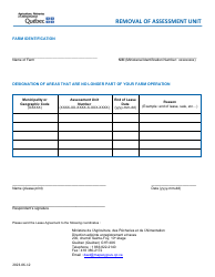 Document preview: Removal of Assessment Unit - Quebec, Canada