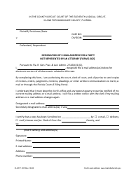 Document preview: Form 2.602 (CLK/CT.655) Designation of E-Mail Address for a Party Not Represented by an Attorney - Miami-Dade County, Florida