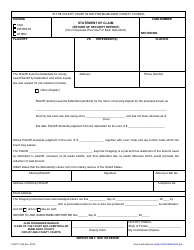 Form CLK/CT.826 Statement of Claim (Return of Security Deposit) - Miami-Dade County, Florida