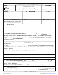 Document preview: Form CLK/CT.576 Statement of Claim (Third Party-Bad Checks) - Miami-Dade County, Florida