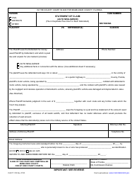 Document preview: Form CLK/CT.790 Statement of Claim (Auto Negligence) - Miami-Dade County, Florida