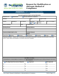 Document preview: Request for Modification or Alternate Method of Compliance - City of Austin, Texas