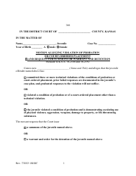Document preview: Form 368 Motion Alleging Violation of Probation or Court-Ordered Placement and Request for Summons or Warrant and Detention - Kansas