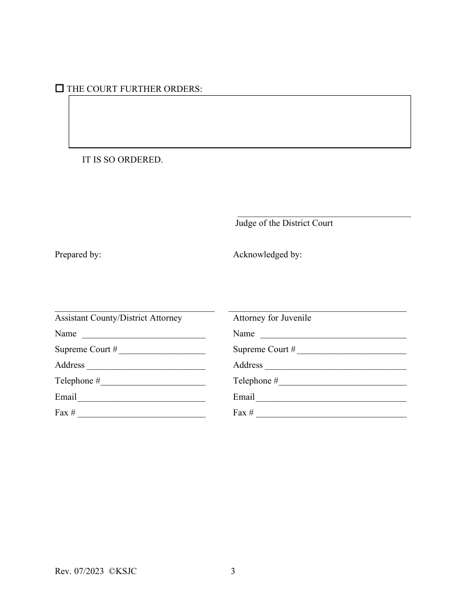 Form 373 Modification of Sentence Order - Kansas, Page 3