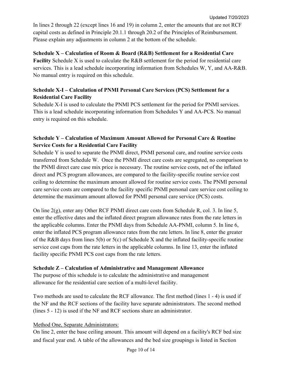 Instructions for Mainecare Cost Report for Multilevel Nursing Facilities With 1 Rcf Unit - Maine, Page 10
