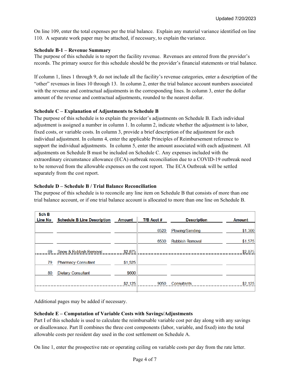 Instructions for Mainecare Cost Report for Intermediate Care Facilities - Maine, Page 4