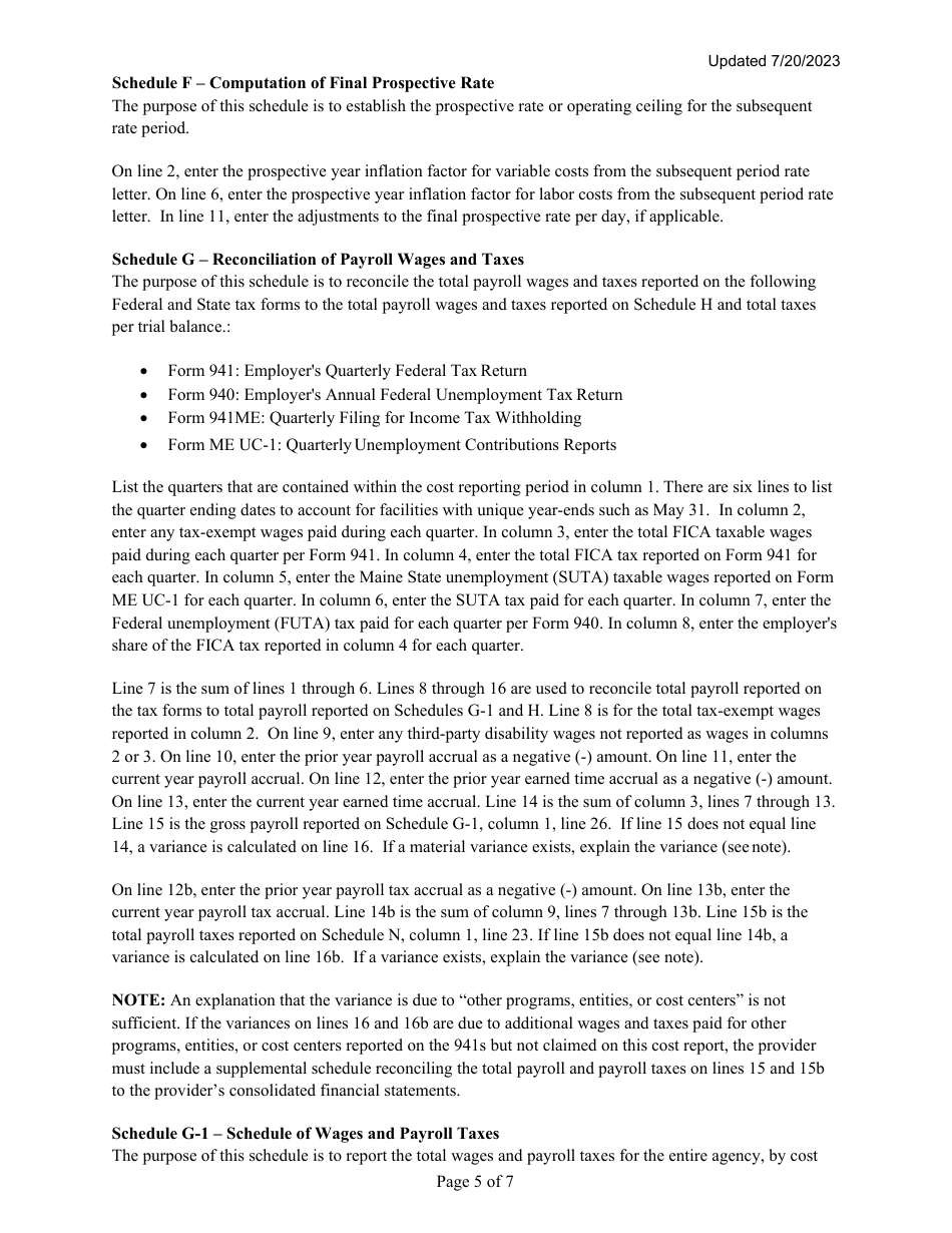 Instructions for Mainecare Cost Report for Intermediate Care Facilities - Maine, Page 5