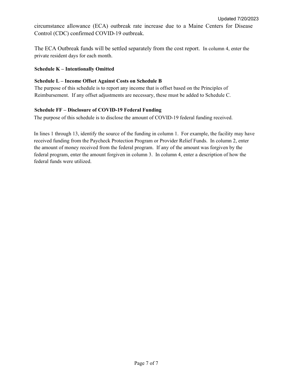 Instructions for Mainecare Cost Report for Intermediate Care Facilities - Maine, Page 7