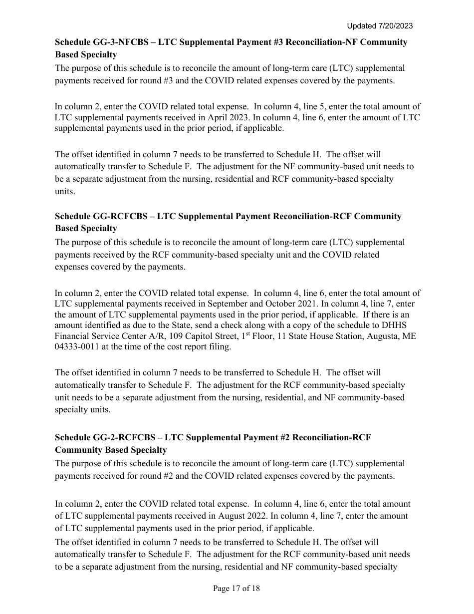Instructions for Mainecare Cost Report for Multilevel Nursing Facilities With, 1 Rcf Unit, Nf Community Based Specialty, and Rcf Community Based Specialty - Maine, Page 17