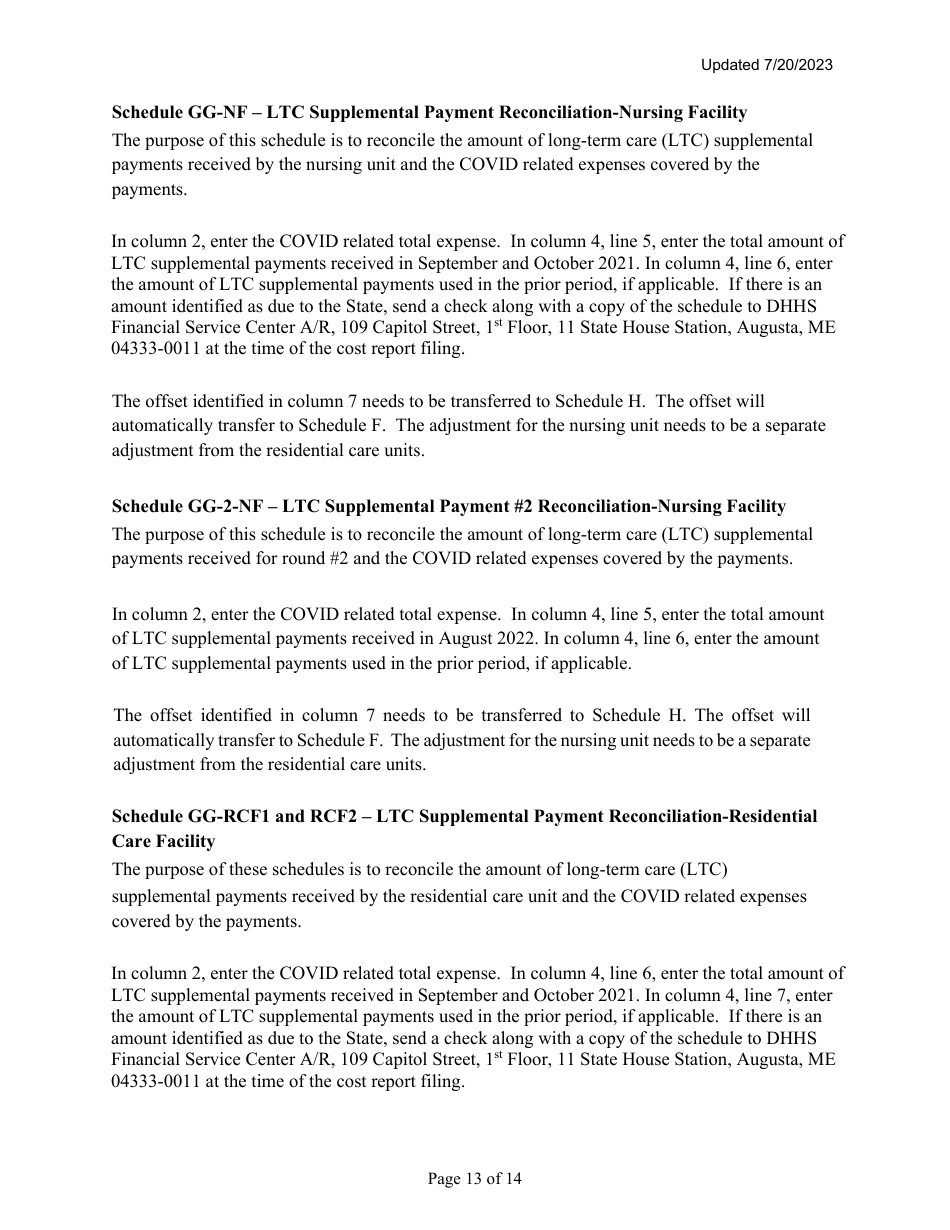 Instructions for Mainecare Cost Report for Multilevel Nursing Facilities With 2 Rcf Units - Maine, Page 13