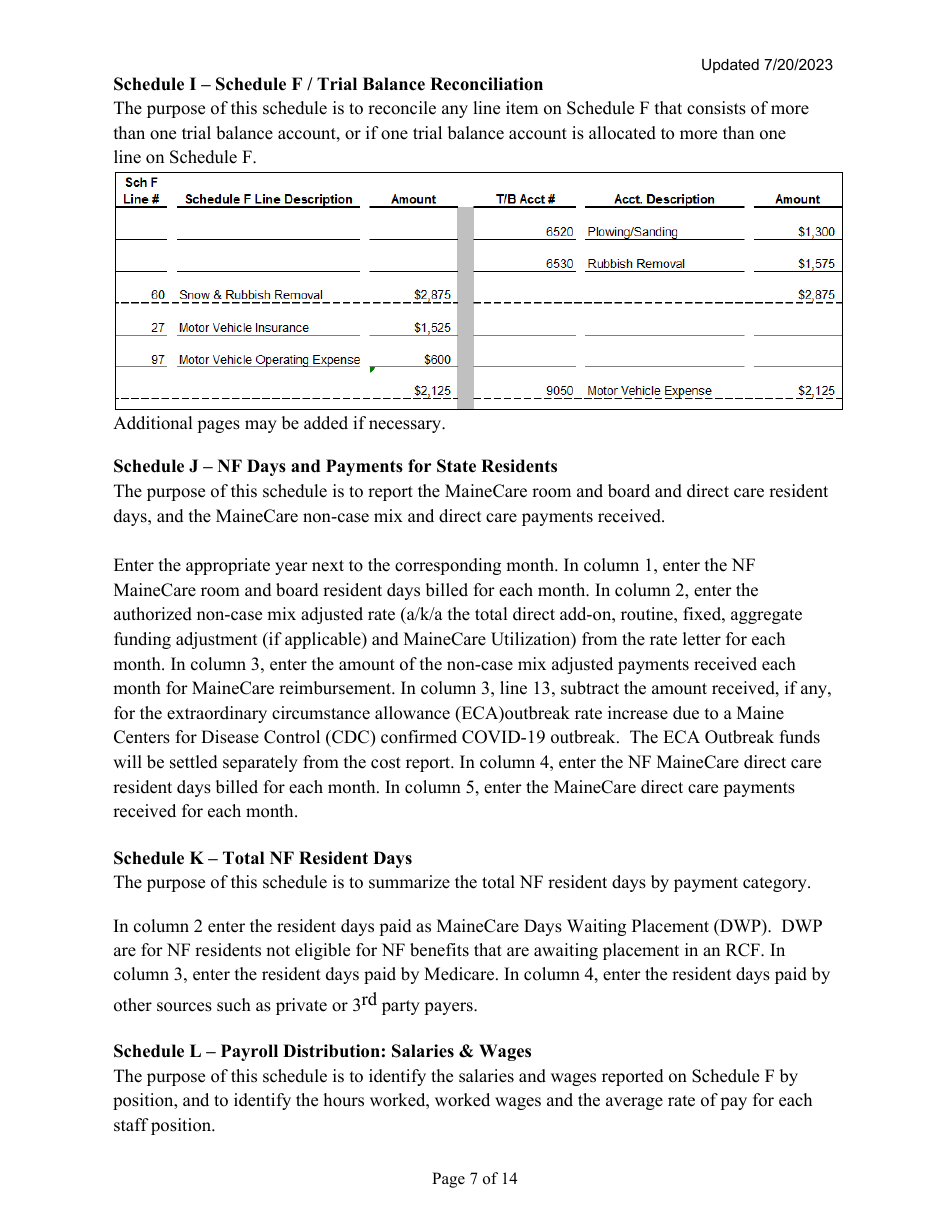 Instructions for Mainecare Cost Report for Multilevel Nursing Facilities With 2 Rcf Units - Maine, Page 7