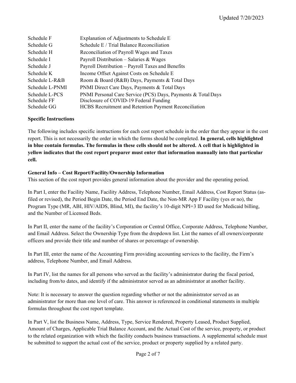 Instructions for Mainecare Cost Report for Appendix F Private Non-medical Institutions (Pnmi) - Maine, Page 2