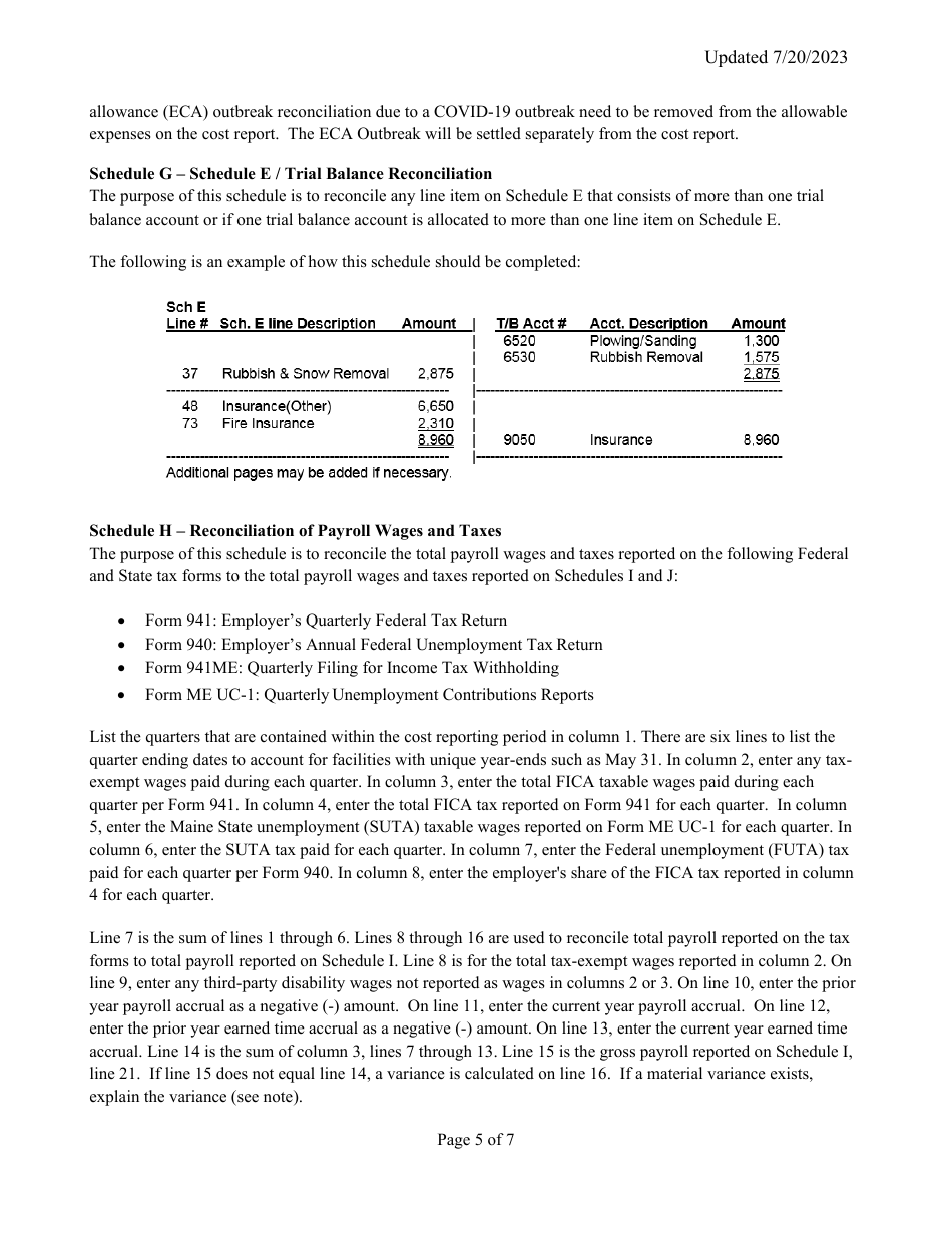 Instructions for Mainecare Cost Report for Appendix F Private Non-medical Institutions (Pnmi) - Maine, Page 5