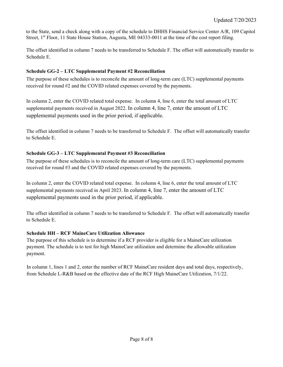 Instructions for Mainecare Cost Report for Appendix C Private Non-medical Institutions (Pnmi) - Maine, Page 8