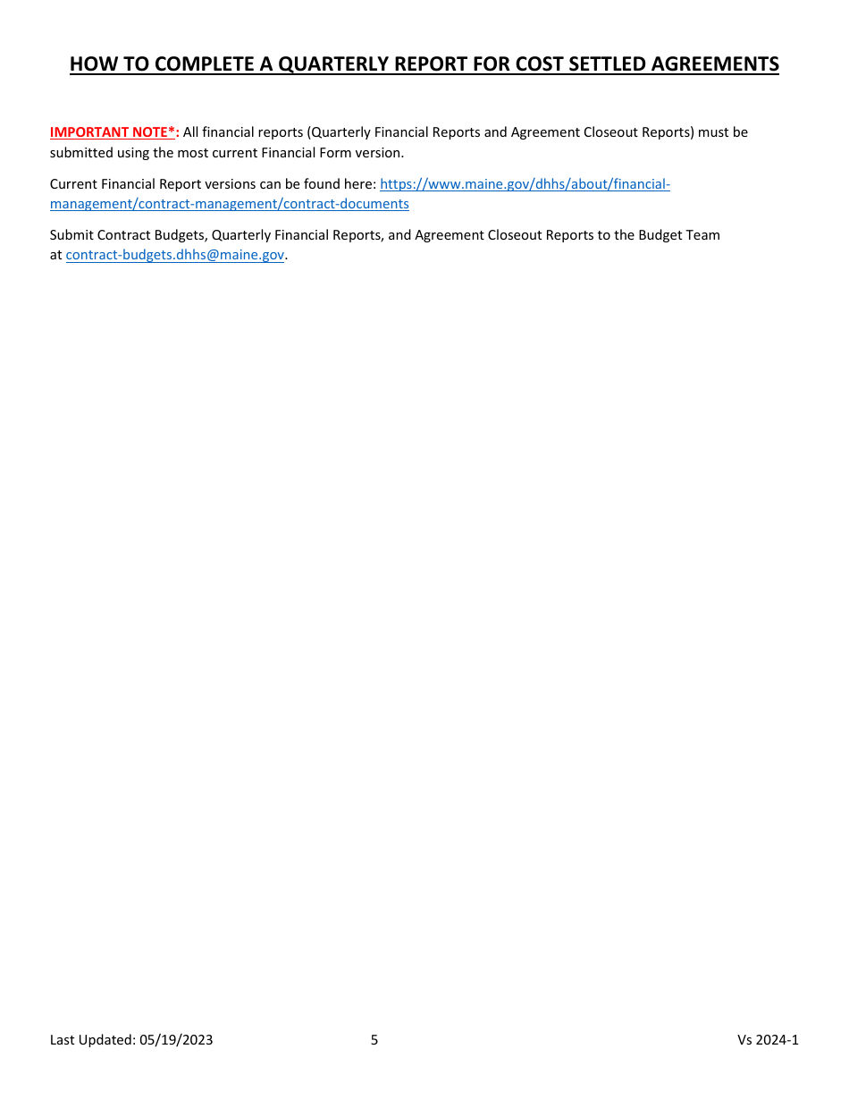 Instructions for Quarterly Report of Revenue and Expenses - Maine, Page 5