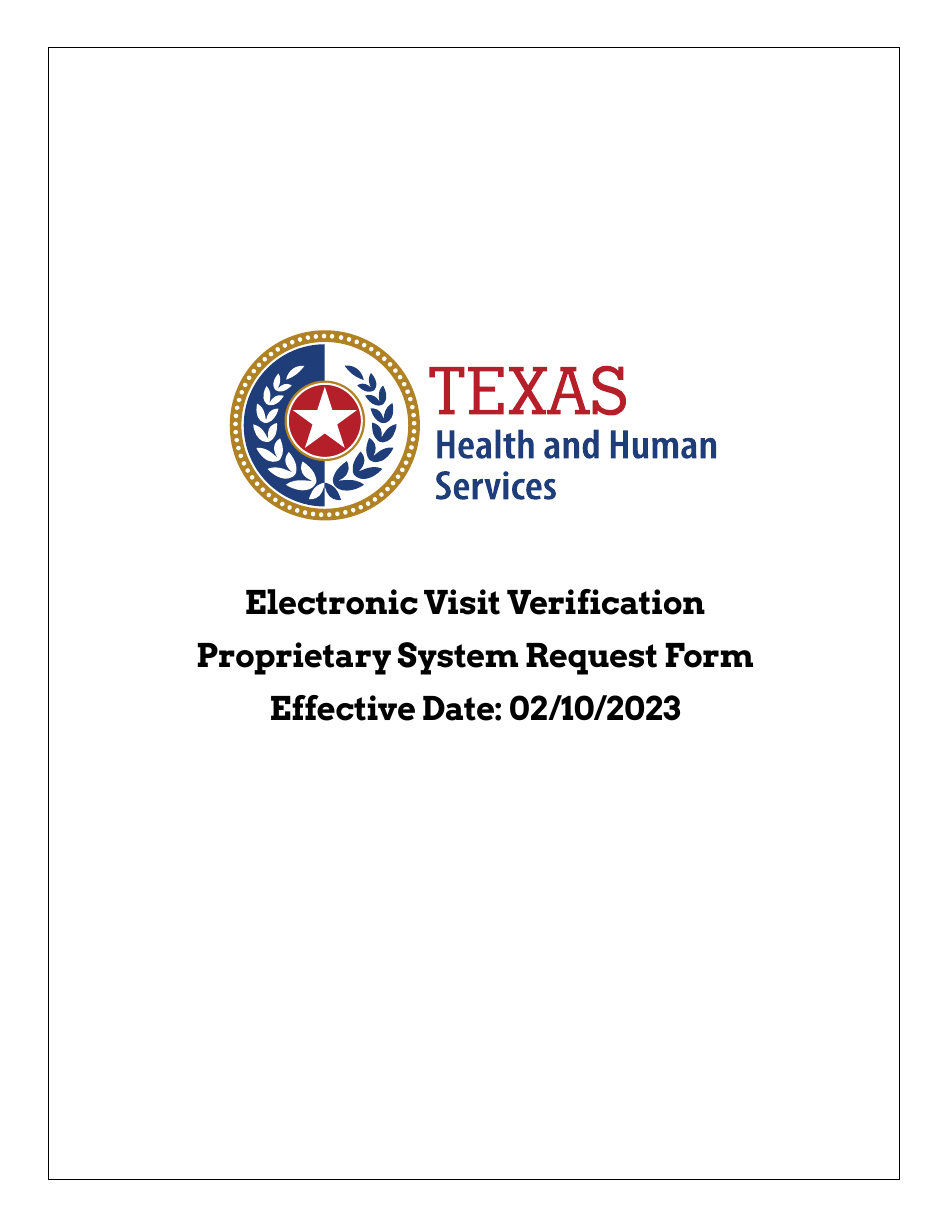 Form F00174 Electronic Visit Verification Proprietary System Request Form - Texas, Page 1