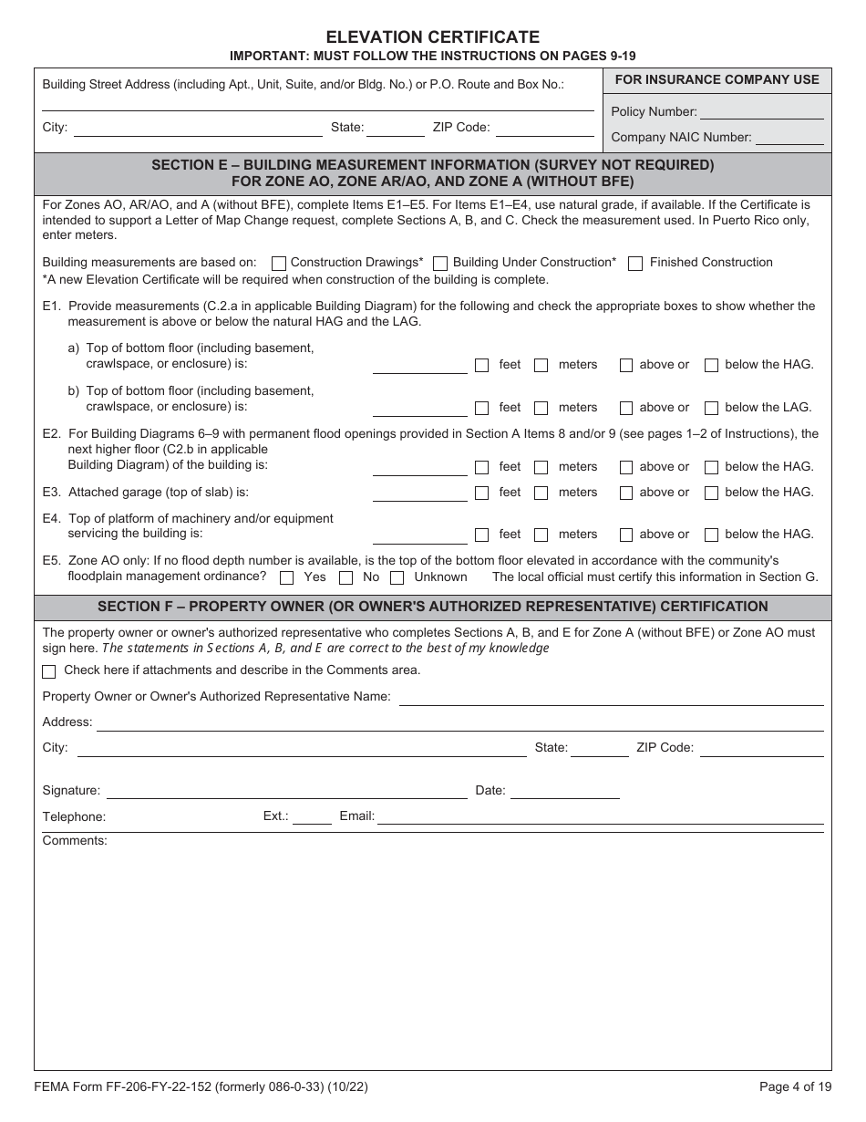 Form FF-206-FY-22-152 Elevation Certificate - National Flood Insurance Program, Page 5