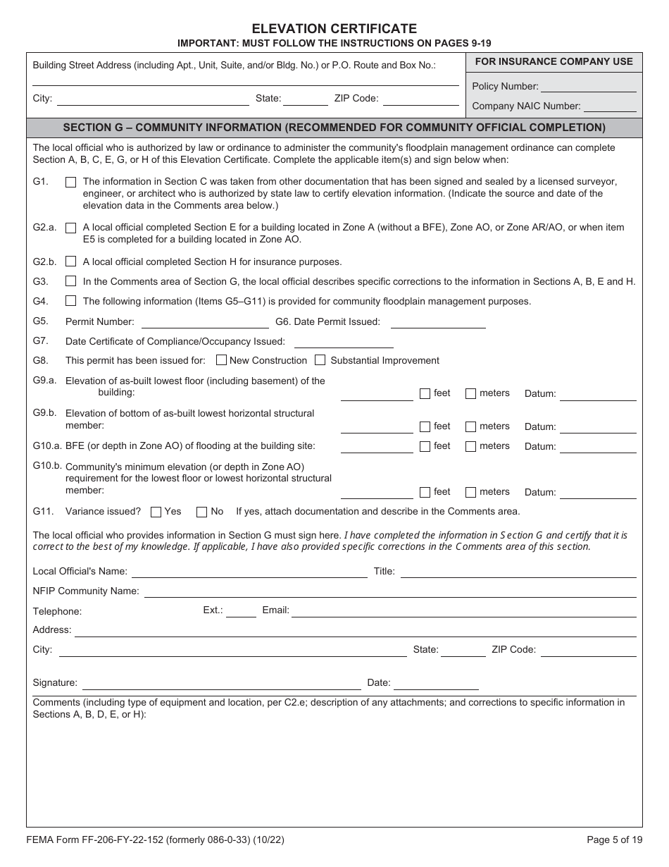 Form FF-206-FY-22-152 Elevation Certificate - National Flood Insurance Program, Page 6