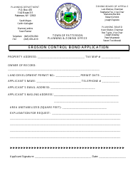 Document preview: Erosion Control Bond Application - Town of Patterson, New York